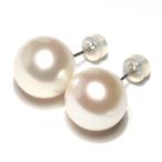 ピアス 白蝶真珠 直径約12.6mm ラウンド形 スタッド直結ピアス K14WGホワイトゴールド 天然キズございますが、12.6mmとビックサイズで存在感大
