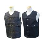 ショッピングハーレー 全2色【RED TAiL/レッドテイル】「Cross Denim Vest”4th No Collar”/クロスデニムベスト”フォースノーカラー”」(バイスクロージング/ハーレー/ウルフパック)