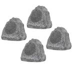 Theater Solutions 4R6G Outdoor Granite 6.5" Rock 4 Speaker Set for Deck Pool Spa Yard Garden, Gray