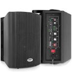 Pyle Wall Mount Home Speaker System - Active Passive Mountable Bookshelf Indoor Studio Garage Patio Stereo Sound Home Theater Speaker, Wireless Blueto