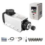 CNC Spindle Motor Kits, 220V 3KW 3000W Air Cooled Spindle Motor Square CNC Spindle CNC Motor + 220V 3.7KW VFD + ER20 13PCS Collets + Aviation Wire + D