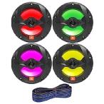 6.5" 225 Watt Peak Power 2-Way Marine Audio Multi-Color RGB LED Boat Speakers (QTY 4) 2 Pairs of OEM Replacement Speakers with 20ft Wire (RGB+Black)