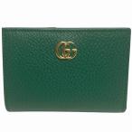 グッチ GUCCI GGマーモント 772738 グリーン 2つ折り財布 レディース 中古