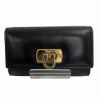  Ferragamo gun chi-ni чёрная кожа 6 полосный бренд мелкие вещи чехол для ключей женский б/у 