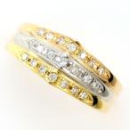 リング PT900 プラチナ K18YGPG 指輪 16号 ダイヤ 0.22 カード鑑別書 総重量約5.1g