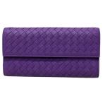 ボッテガ・ヴェネタ イントレチャート B04229592A パープル 長財布 2つ折り財布 ユニセックス 中古