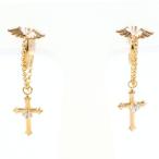  серьги K18 18 золотой YG желтое золото PG циркон полная масса примерно 0.8g