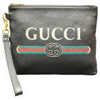 グッチ GUCCI クラッチバッグ ロゴプリント レザー 572770 メンズ 中古