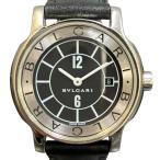 ブルガリ BVLGARI ソロテンポ 腕時計 総重量約24.8g SS 本革 クオーツ ブラック文字盤 ST29S レディース 中古