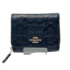 コーチ COACH シグネチャー ブラック レザー 3つ折り財布 ユニセックス 中古
