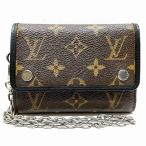 ルイヴィトン Louis Vuitton モノグラムマカサー ポルトフォイユコンパクト M60167 チェーン付き 3つ折り財布 メンズ 中古