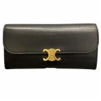 ショッピングセリーヌ セリーヌ CELINE トリオンフ ラージウォレット 10E313DPV・38NO レザー 長財布 ユニセックス 中古