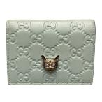 グッチ GUCCI グッチシマ リネアキャット 548057 2つ折り財布 レディース 中古
