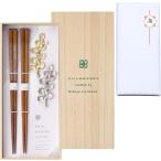 箸 ギフト 桐箱入り アルミプランツ箸置き揃え オレガノ ギフト包装 ラッピング 夫婦箸 結婚祝い ぷちギフト