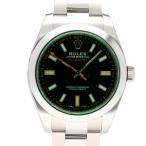 ROLEXロレックス/美品新ギャラ2021年日付ランダムシリアルステンレス自動巻き/ミルガウス・グリーンサファイアクリスタル/116400GV/359*****/Aランク/62