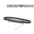 EMPORIO ARMANI エンポリオアルマーニ グレー×ガンメタル レザーブレスレット EGS2403060