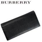 【中古】BURBERRY バーバリー 二つ折り長財布【非常に良い】ブラック 小銭入れあり レザー メンズ ブランド r-bu-w-p250128-10