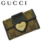 ショッピングＧＧキャンバス 【中古】GUCCI グッチ キーケース 6連【非常に良い】ブラウン GG柄 GGキャンバス×レザー ハート 鍵入れ キーホルダー r-gg-k-p250924-03