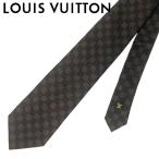 ショッピングダミエ 【中古】LOUIS VUITTON ルイヴィトン ネクタイ【ほぼ新品】9.5cm ダミエ ブラウン シルク メンズ ブランド r-lv-t-0819-09