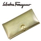 【中古】Salvatore Ferragamo サルバトーレフェラガモ 二つ折り 長財布【ほぼ新品】ガンチーニ レザー ウォレット   r-sf-w-p251023-03