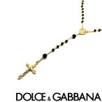DOLCE&GABBANA ドルチェ＆ガッバーナ ブランド ネックレス クロス十字架 ロザリオ ゴールド×ブラックパール WNG102-W0001-ZOO00