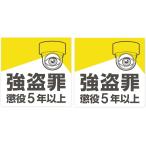 防犯 シール ステッカー 2枚入り 強盗罪 懲役5年以上 監視カメラ 【Lサイズ】 イエロー ホワイト 屋外対応 日本製 耐水 耐光 セキュリティ 警告