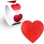 ショッピングハート ハートロールシール 赤 レッド ハートステッカー ギフトシール ラメ キラキラ 約500枚入り シールサイズ約25×25mm 大容量RLS-005
