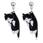 Yahoo! Yahoo!ショッピング(ヤフー ショッピング)ピアス フックタイプ レディース 女性向け かわいい 猫 白黒