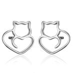 Yahoo! Yahoo!ショッピング(ヤフー ショッピング)ピアス レディース 女性向け かわいい 猫 ハート シルバー 銀色 スタッド