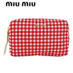 完売御礼 ミュウミュウ MIU MIU レディース ポーチ FAILLE VICHY 5ND458 2B4L ROSSO BIANCO F0976 レッド ホワイト セール