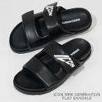 SUMMER SALE ディースクエアード DSQUARED2 メンズ サンダル ICON NEW GENERATION FLAT SANDALS FSM0080 16808241 BLACK WHITE ブラック ホワイト M063 25ss
