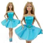 Yiding Fashion Blue One-piece Dress Braces Skirt Miniskirt Clothes for Barbie(バービー) Doll Gift