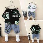  Kids ребенок одежда tops + половина хлеб 2 позиций комплект Denim брюки выставить верх и низ в комплекте мужчина весна лето свободно Junior короткий рукав тонкий 90 100 110 120 130 140 KSFA045