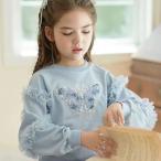 トレーナー トップス キッズ 子供服 長袖 丸首 女の子 プリント 蝶柄 春秋 子供スウェット ジュニア キッズトレーナー キッズ服 ゆったり KUFC064(100-160)