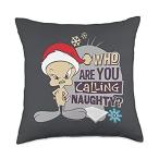 Looney Tunes Tweety Who You Calling Naughty Throw Pillow, 18x18, Multicolor