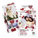  Fuji Film (FUJIFILM) камера мгновенной печати Cheki для плёнка 10 листов входит . рисунок ( Heart скетч ) INSTAX MINI HEAR