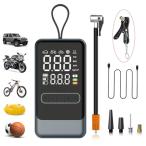 YUHAFO 空気入れ 自転車 電動 くうき入れ 最大圧力150PSI 充電式 英式 仏式 米式バルブ対応 車 バイク オートバイ 原付 マ