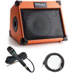 ショッピングギター アコースティック ギターアンプ, 20 W Portable Bluetooth アンプ for ギター アコースティック with Reverb コーラス Effect, 3 Band EQ(Including マイク