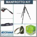 Manfrotto 055XB Black Tripod Kit, with Mafrotto MVH502AH Pro Video Head with Quick-Release and Fl