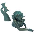 Design Toscano DB383047 Meara the Mermaid Swimmer Outdoor Garden Statue, 16 Inch, Green Verdigris