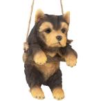 Design Toscano Yorkie Puppy on a パーチ 吊り下げ犬 彫刻 8インチ フルカラー