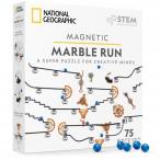 National Geographic ナショナルジオグラフィック マグネティック マーブルラン - 75ピースのSTEMビルディングセット。子供と大人向け。マグネティックトラ