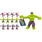 JA-RU マーベル アベンジャーズ 伸縮性スクイーズおもちゃ (スーパーヒーローアクションフィギュア12体) ハルク、キャプテン・アメリカ、スパイダーマン、子