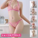 ブラジャー ショーツ セット ノンワイヤー レースブラ ショーツレディース セクシー ランジェリー ナイトブラ レースショーツ 下着女性 上下セット T-672