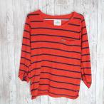 ショッピングホリスター 【アメカジスタイル】HOLLISTER（ホリスター）丸首　ボーダー柄　７分袖　長袖シャツ（ロンT）｜オレンジレッド系｜サイズ：S｜輸入古着