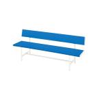 カラーベンチ/長椅子 〔背付き ブルー〕 幅1805×奥行505×高さ700mm スチール 樹脂成型 組立品〔代引不可〕