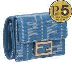 【お取り寄せ】 【並行輸入品】 フェンディ FENDI 折財布 三つ折り財布 FFジャガード 8M0395 AUNJ F1SKL WHITE BLUE+ DENIM ブルーデニム
