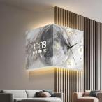 ショッピング壁掛け 12in 壁掛けコーナー両面壁掛け時計、モダンな壁ライトムーン壁掛け時計、家庭やオフィス用のリビングルームコーナー両面発光時計