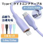 【2本セット】iPhoneケーブル USB Type-C to Lightning ケーブル 1m 2m バンド付き iPhone 充電 ケーブル タイプC 急速充電 データ転送 PD Power Delivery 対応