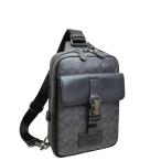 コーチ バッグ メンズ COACH ショルダーバッグ シグネチャー トラック パック スリングパック CX880 QBMI5 チャコール×ブラック c2711